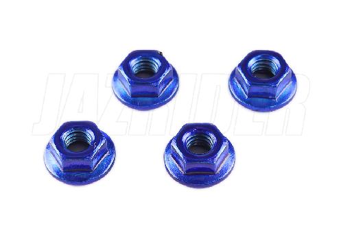 Tamiya 4mm Flanged Lock Nuts Set of 4 Dark Blue